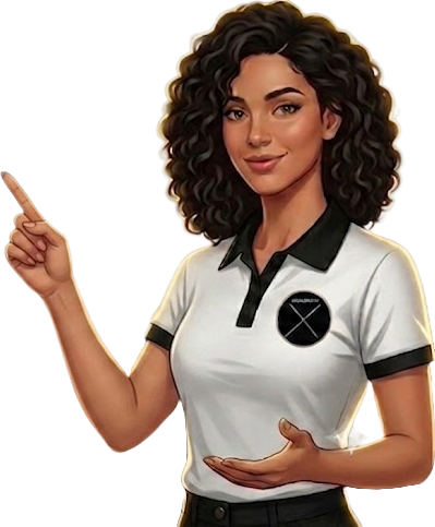 Bia, mascote da Bereshith, explicando os recursos da planilha PCF